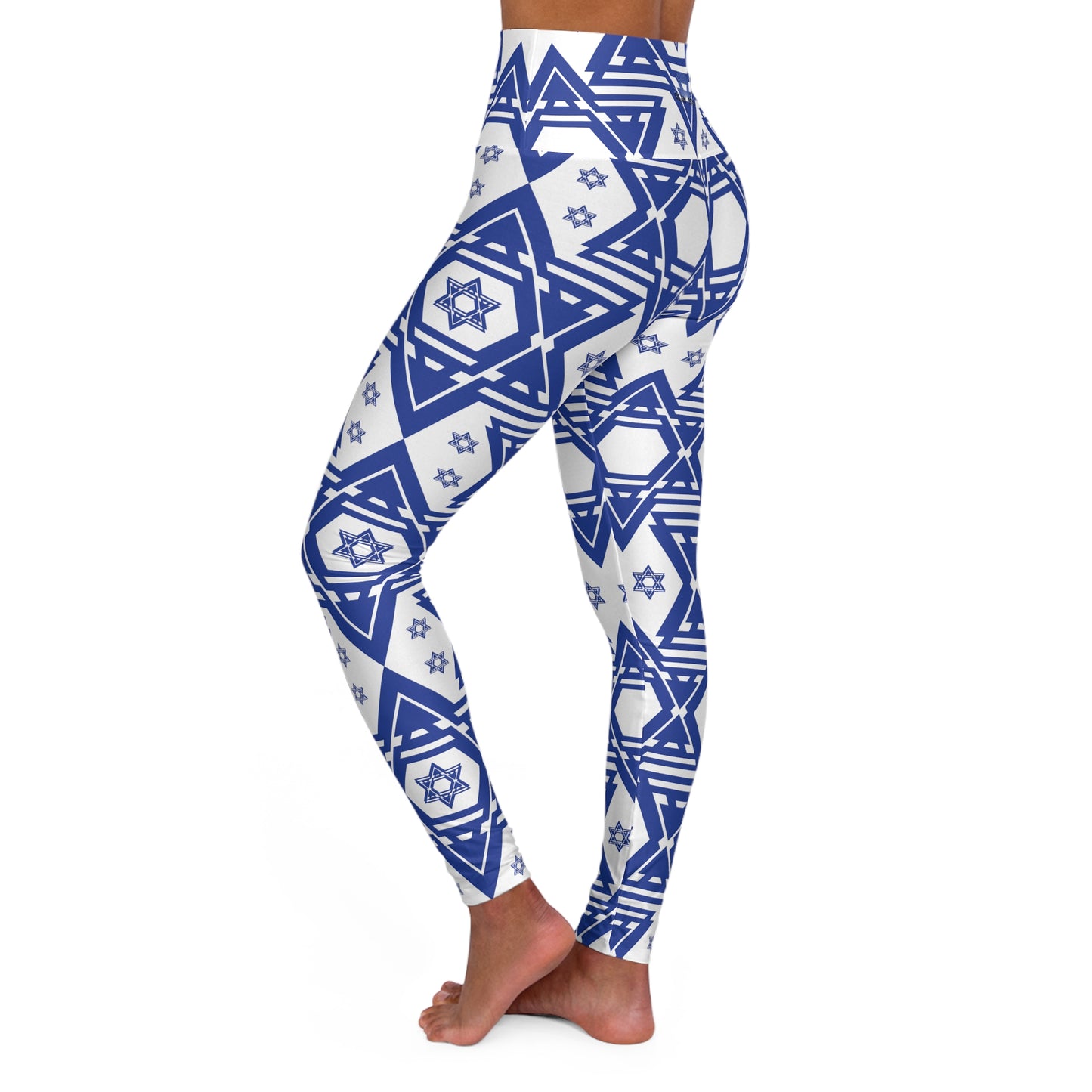 Maayan Blue & White High Waisted Yoga Leggings