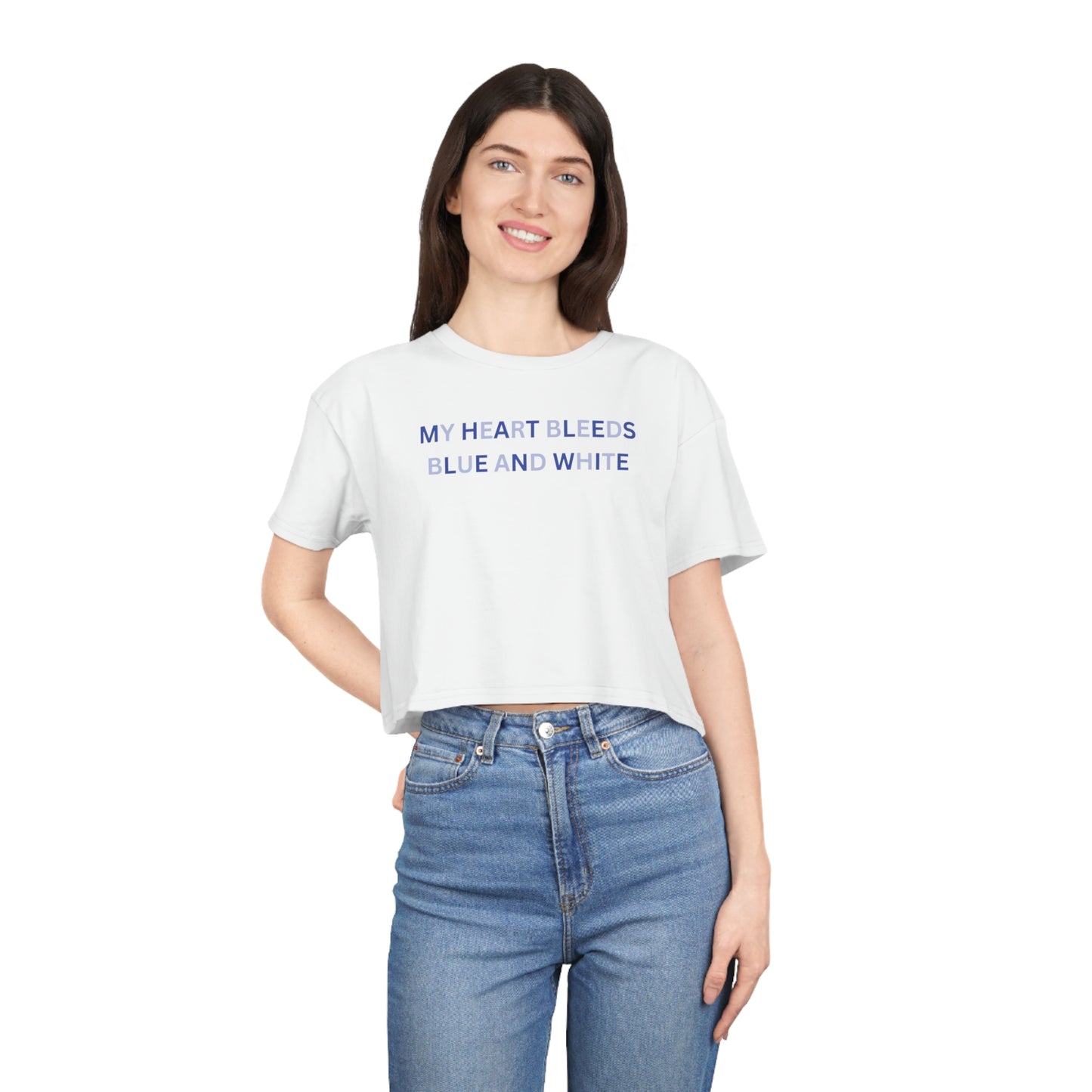 Heart Bleeds Blue & Blue Women's Crop Tee