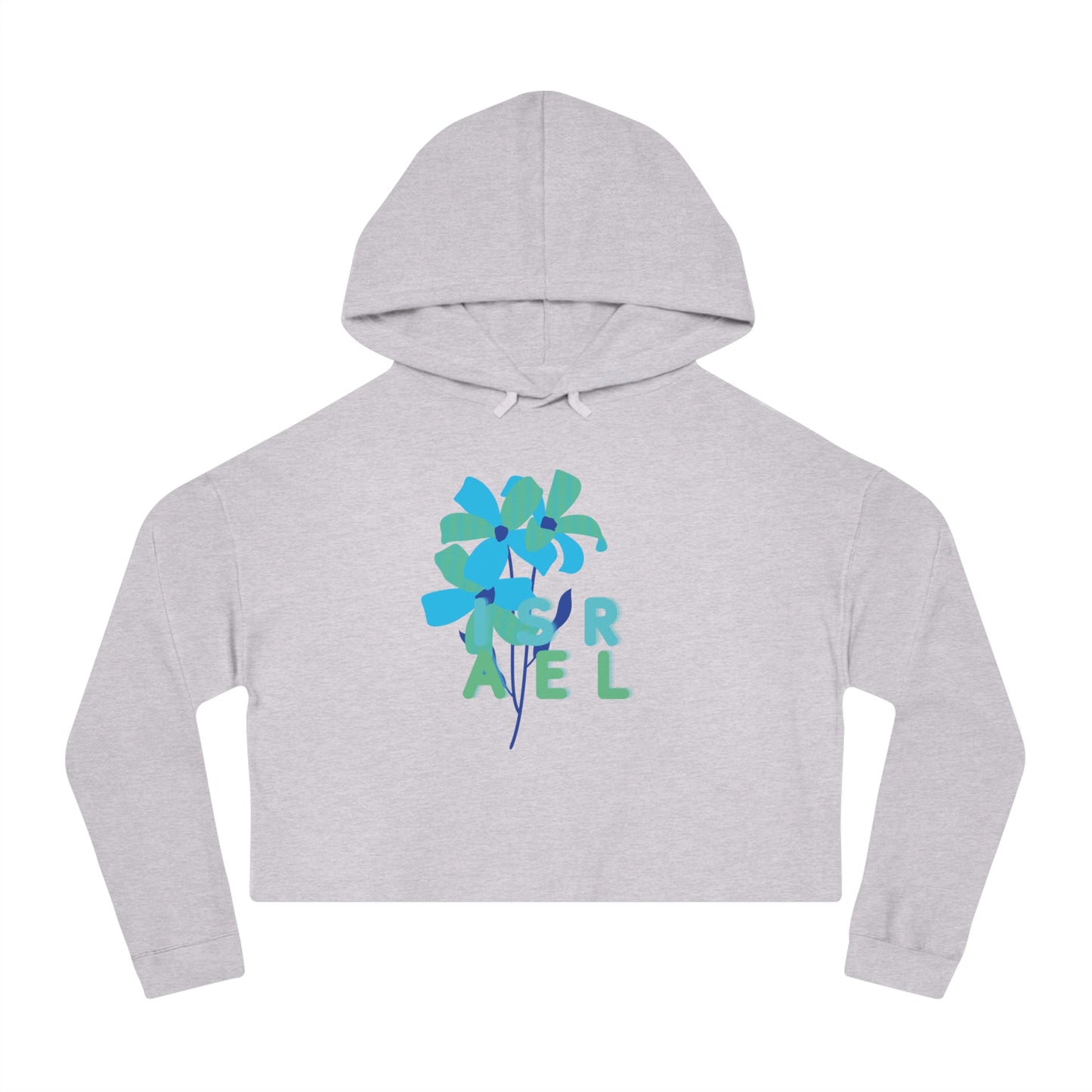 Blue Israel Flower Women’s Cropped Hooded Sweatshirt