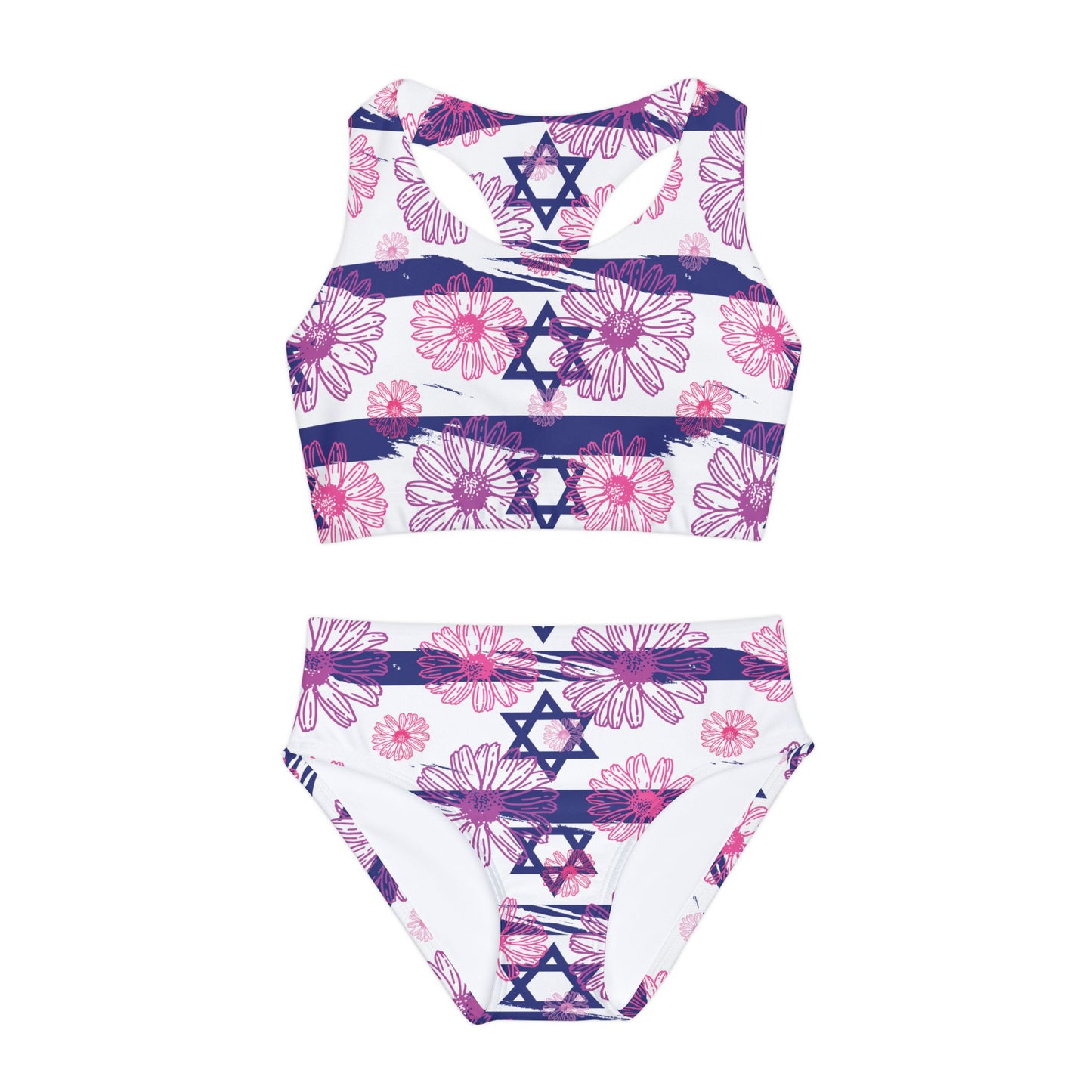 Israel Flower Summer Swim Girls Two Piece Swimsuit