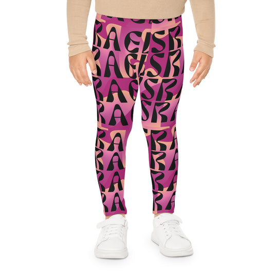 Flow & Squiggle Israel Pink & Coral on Hot Pink Kids Leggings