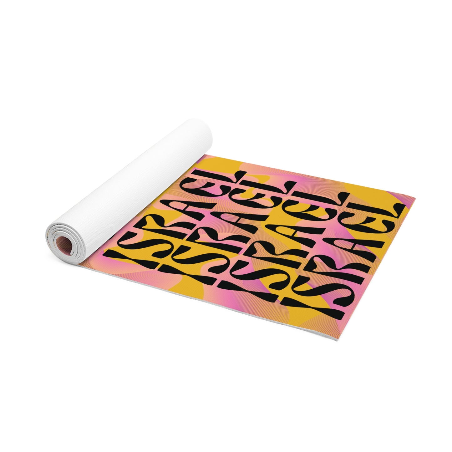 Flow & Squiggle Israel Pink & Coral on Yellow Foam Yoga Mat