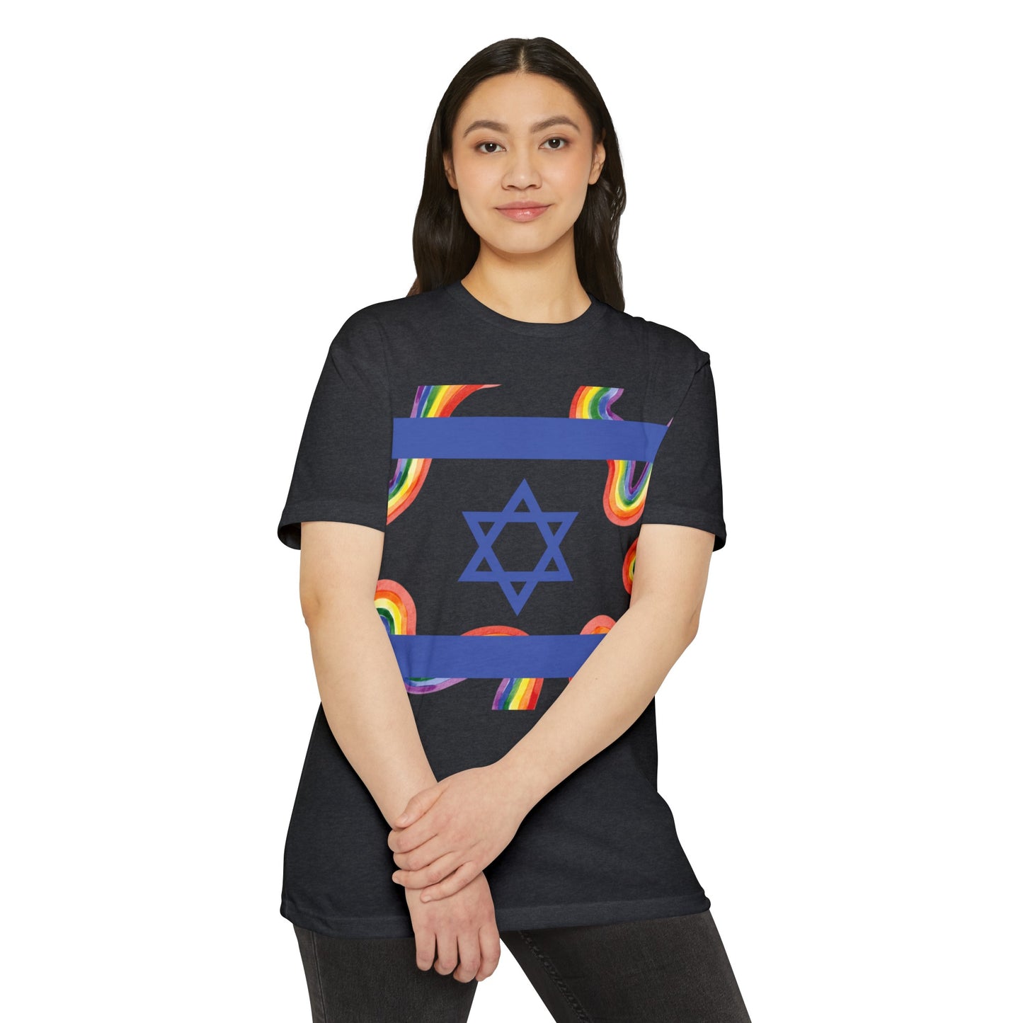 Rainbow Pride Squiggle Israel Flag CVC Jersey T-shirt