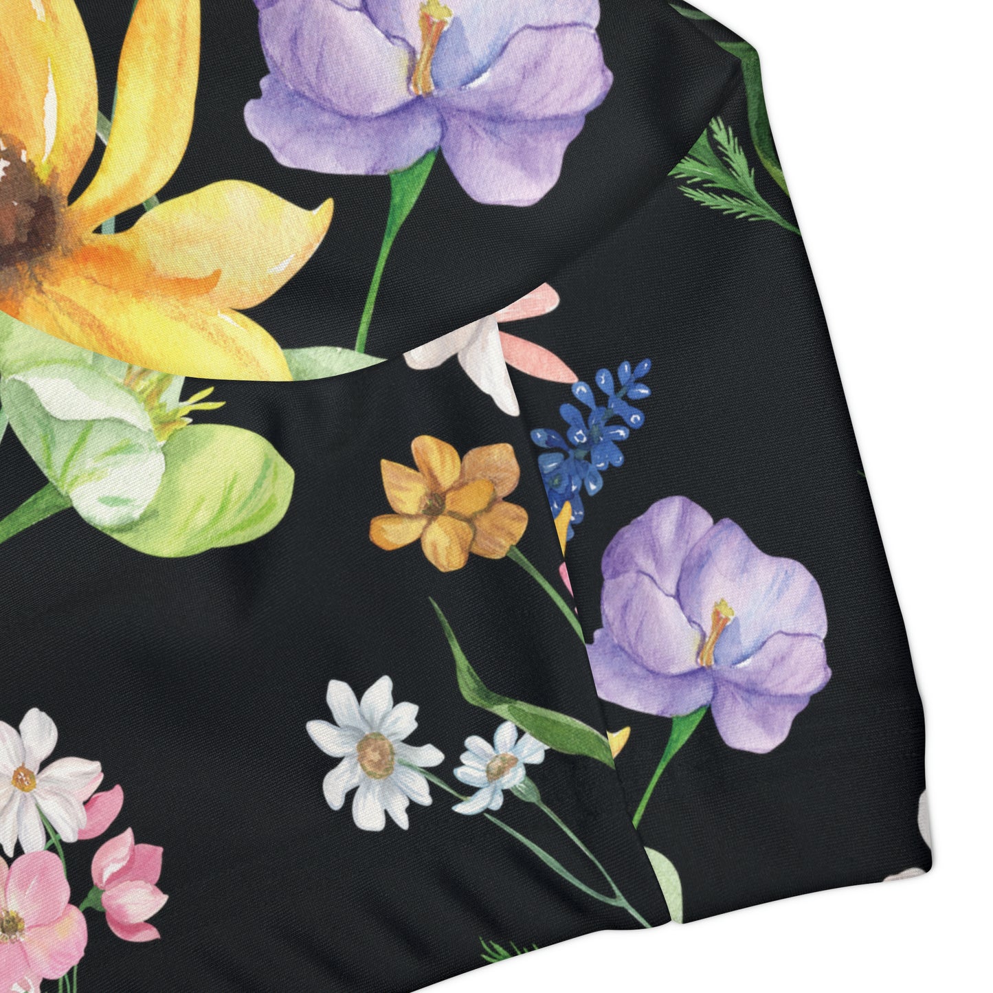 Yvonne Floral Pattern on Black Girls' Swimsuit Crop Top