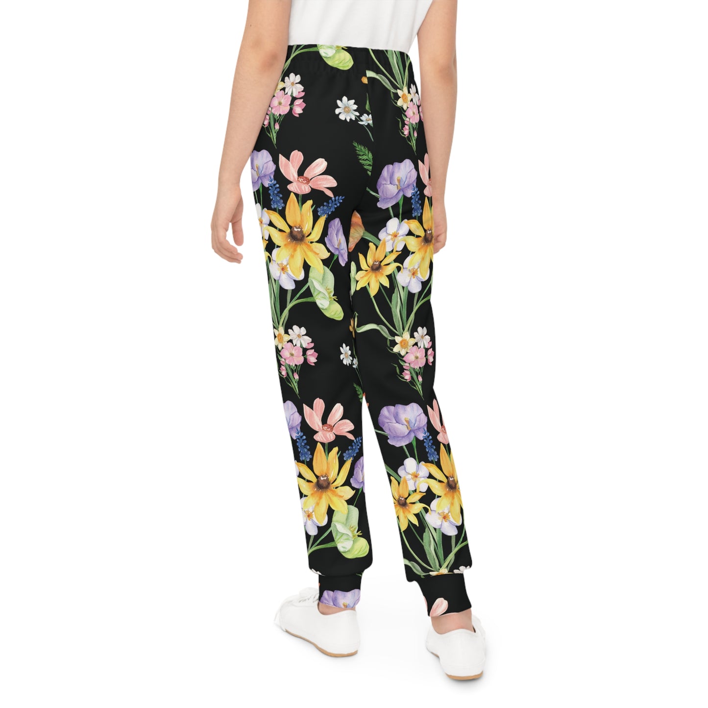 Yvonne Floral Pattern on Black Youth Joggers