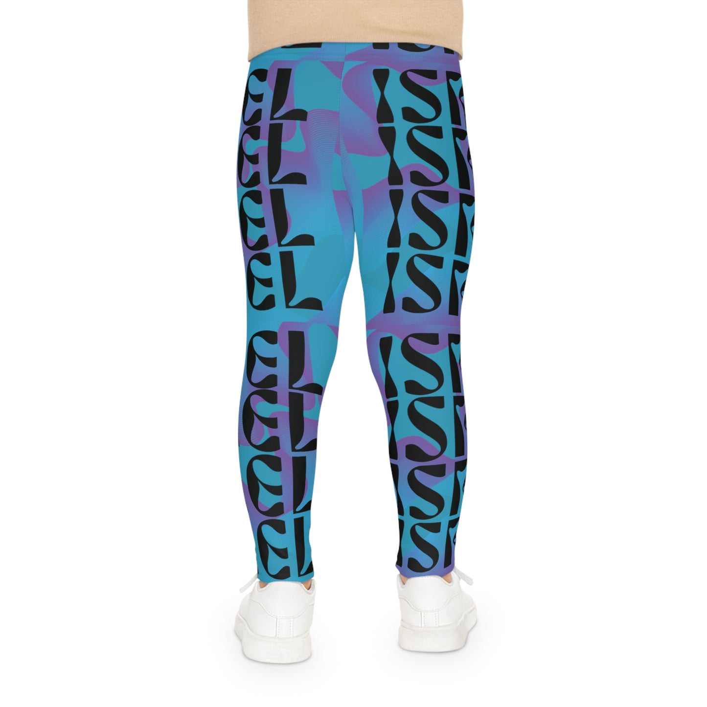 Flow & Squiggle Israel Indigo on Turquoise Kids Leggings