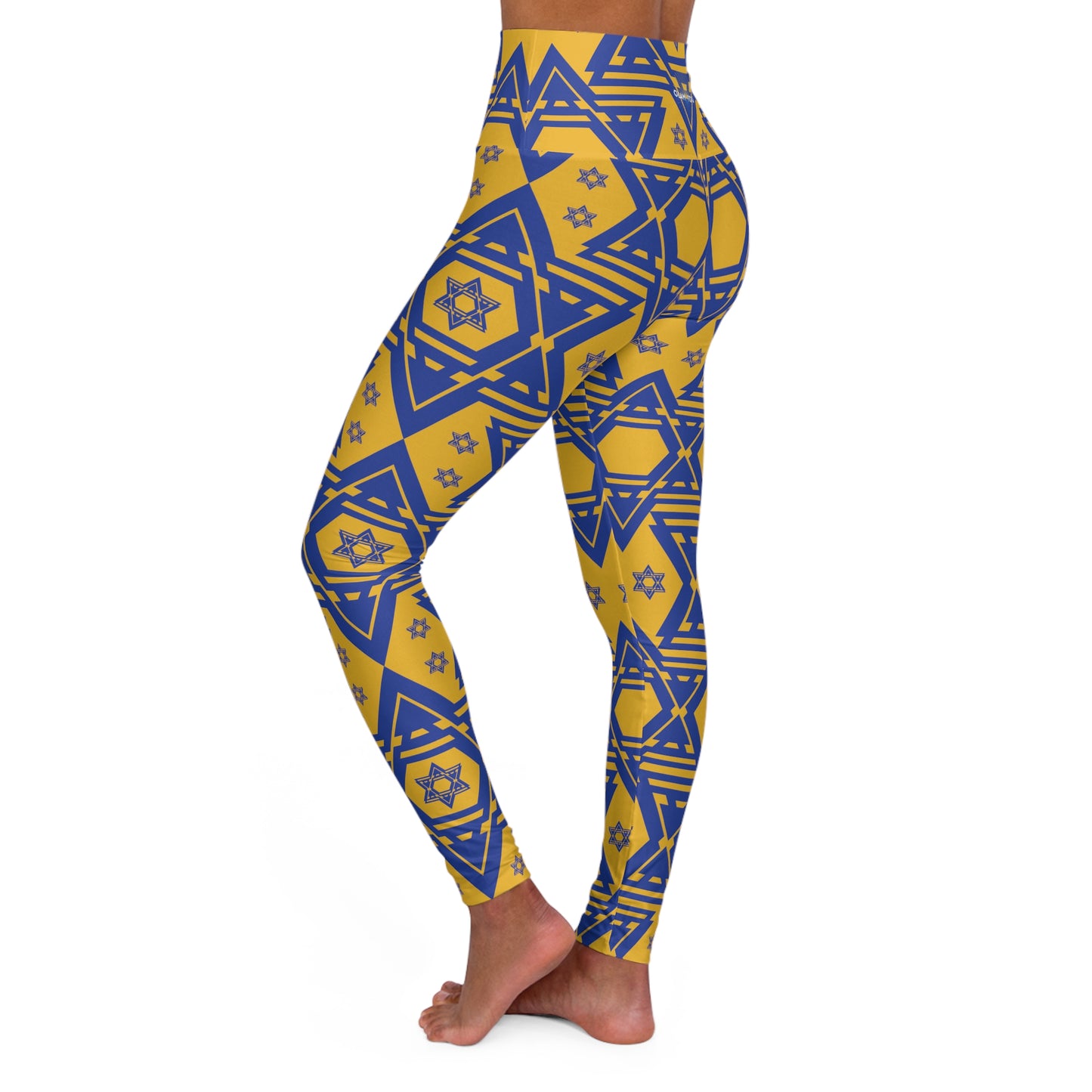 Maayan Blue & Yellow High Waisted Yoga Leggings