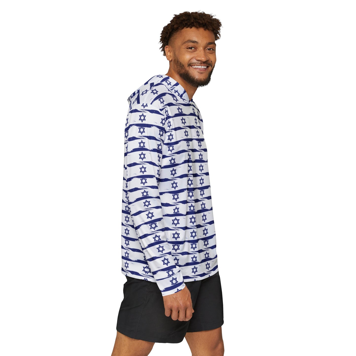 Israel Flag on Flag Lines Pattern Men's Sports Warmup Hoodie