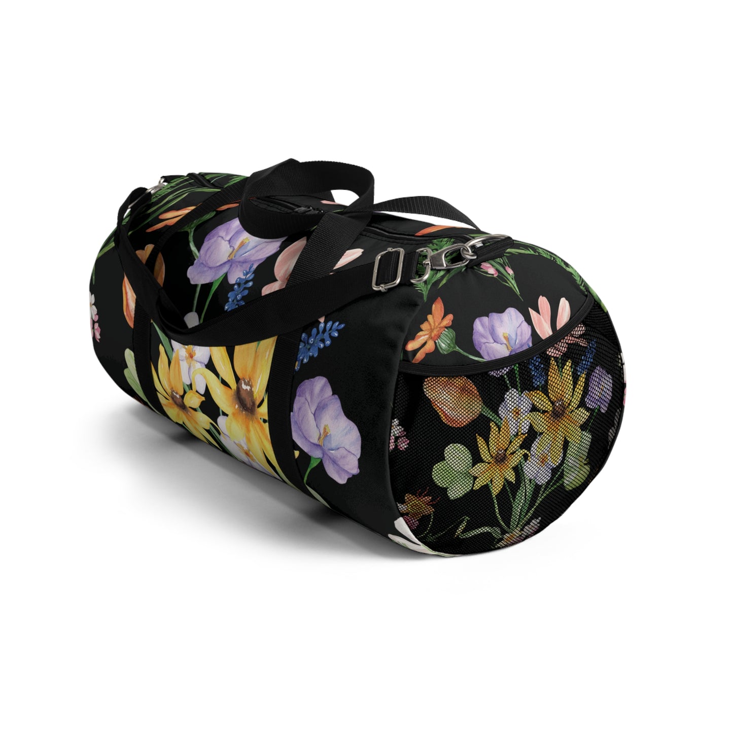 Yvonne Floral Pattern on Black Duffel Bag