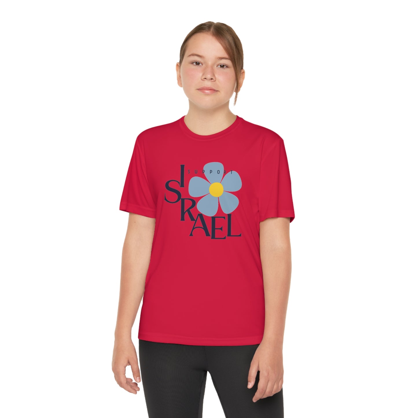 Isa Black Support Israel Flower Youth Competitor Tee