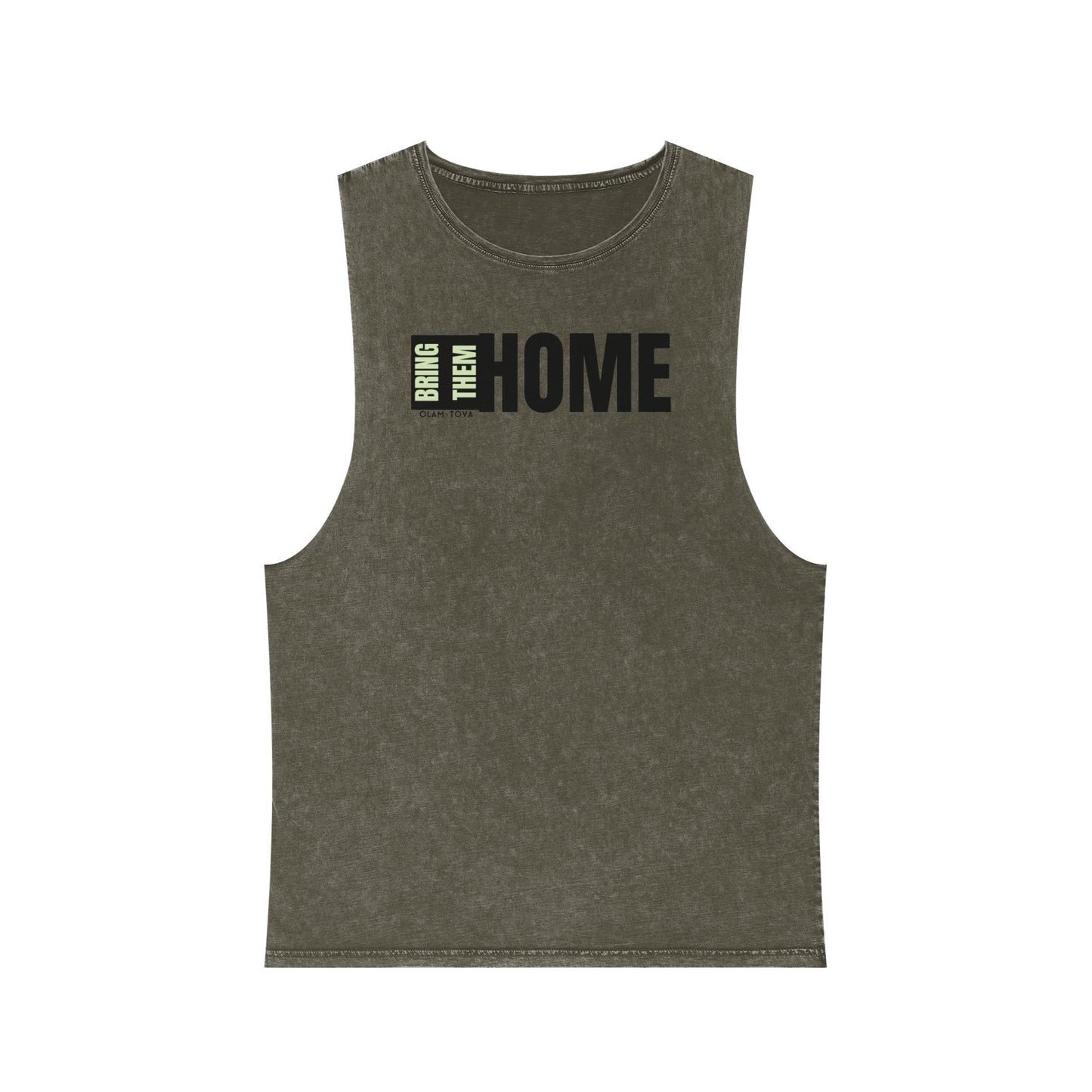 Bring Them HOME Tall Black & Green Unisex Stonewash Tank Top