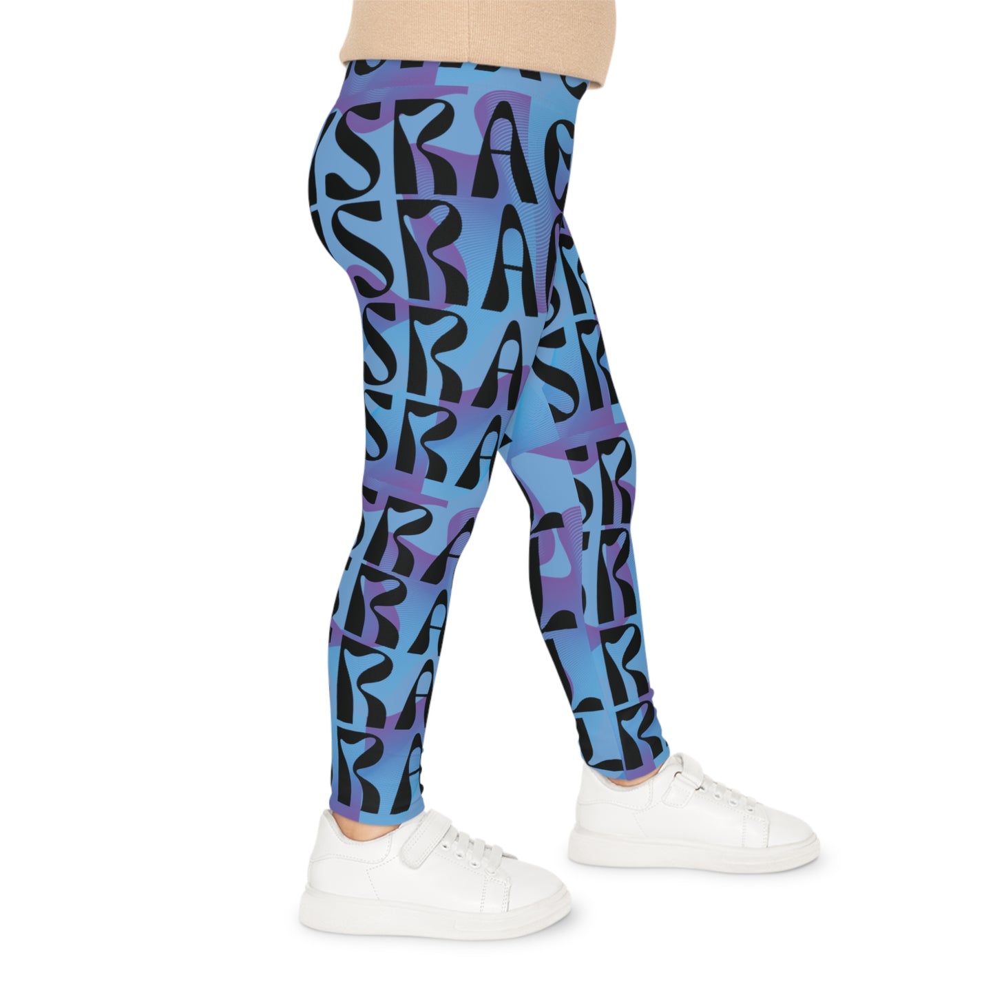 Flow & Squiggle Israel Indigo on Blue Kids Leggings