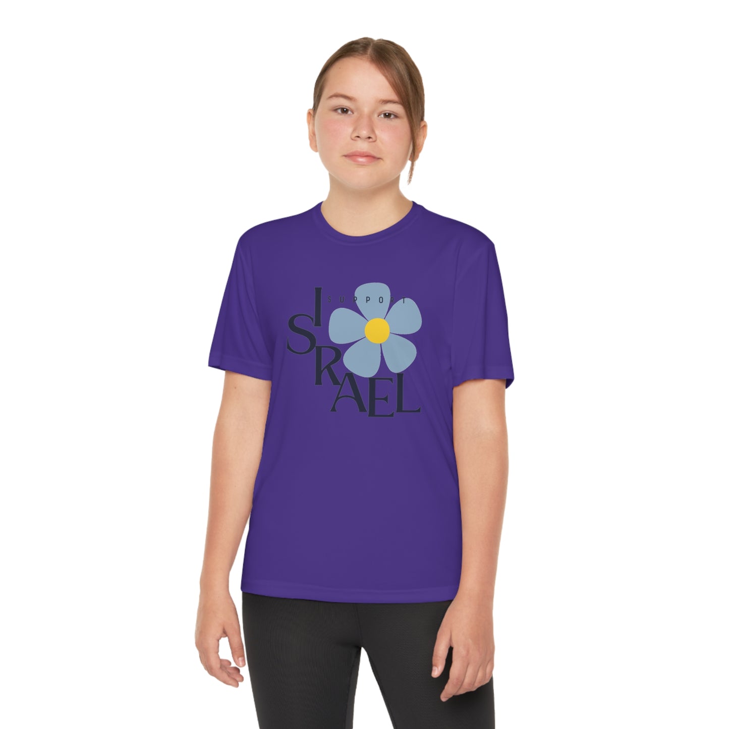 Isa Black Support Israel Flower Youth Competitor Tee