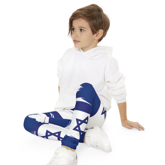 Ilay Larger Israel Flag Pattern on Blue Youth Full-Length Leggings