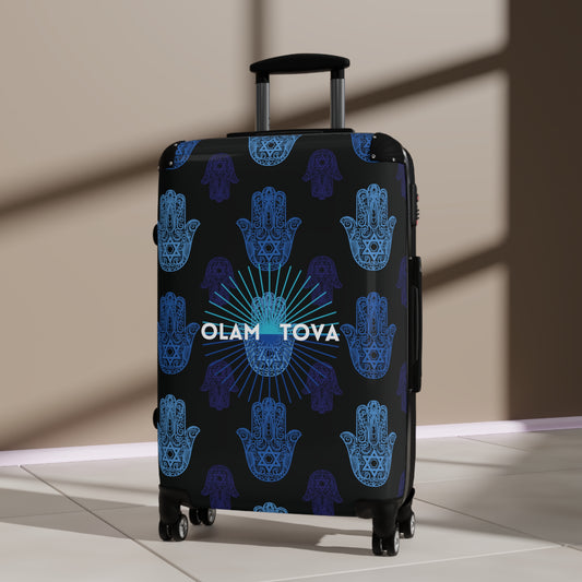 Gita Navy Blue Mix Hamsa Pattern Suitcase