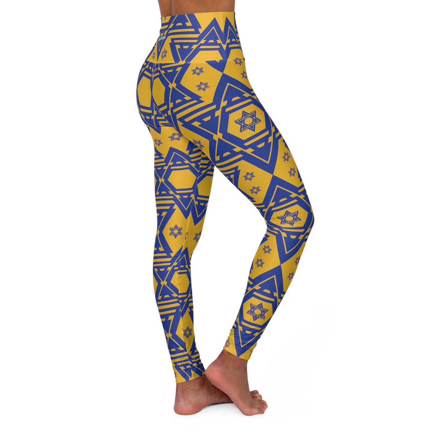 Maayan Blue & Yellow High Waisted Yoga Leggings