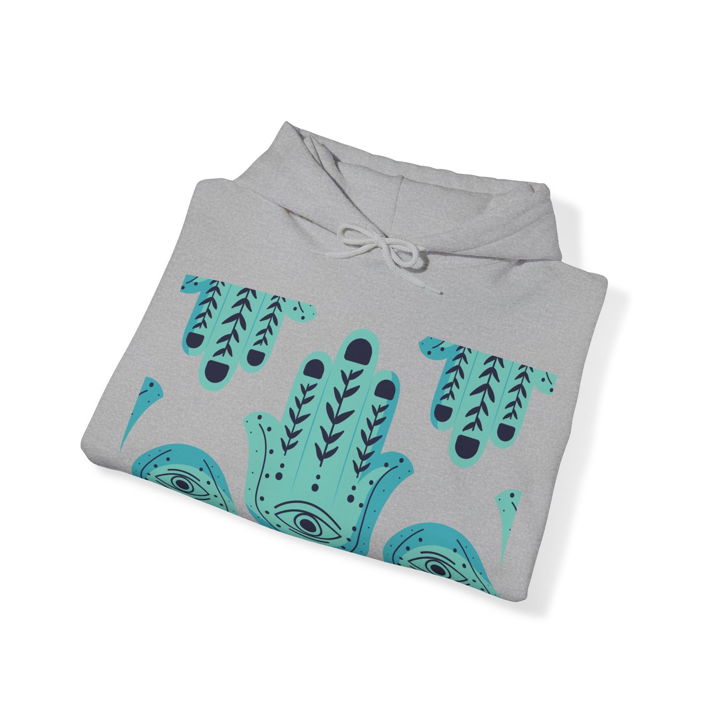 Hannah Bright Turquoise Hamsa Design Unisex Heavy Blend™ Hooded Sweatshirt