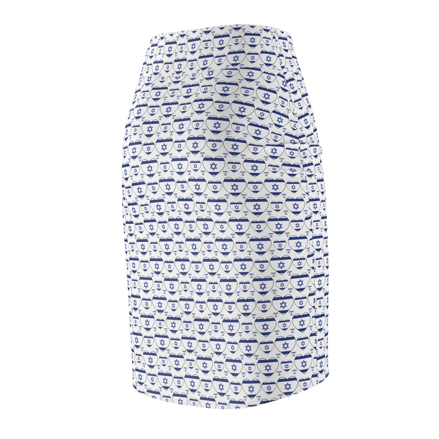 Israel Triple Heart Flag Pattern on White Women's Pencil Skirt