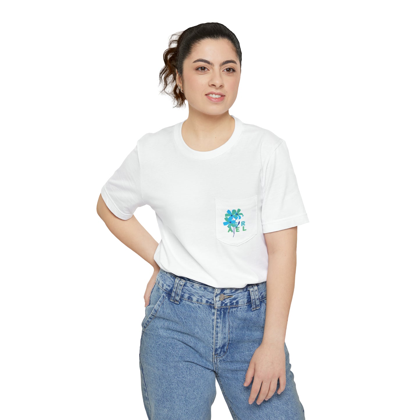 Blue Israel Flower Unisex Pocket T-shirt