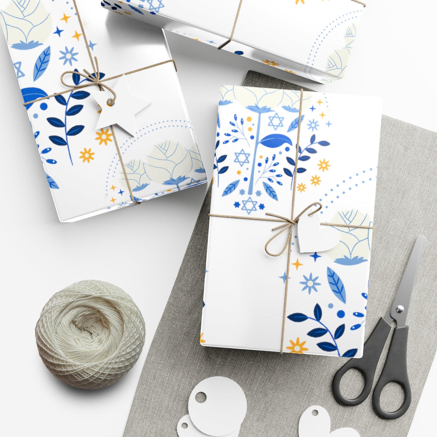 Blue & White Israel Pattern Gift Wrap Papers