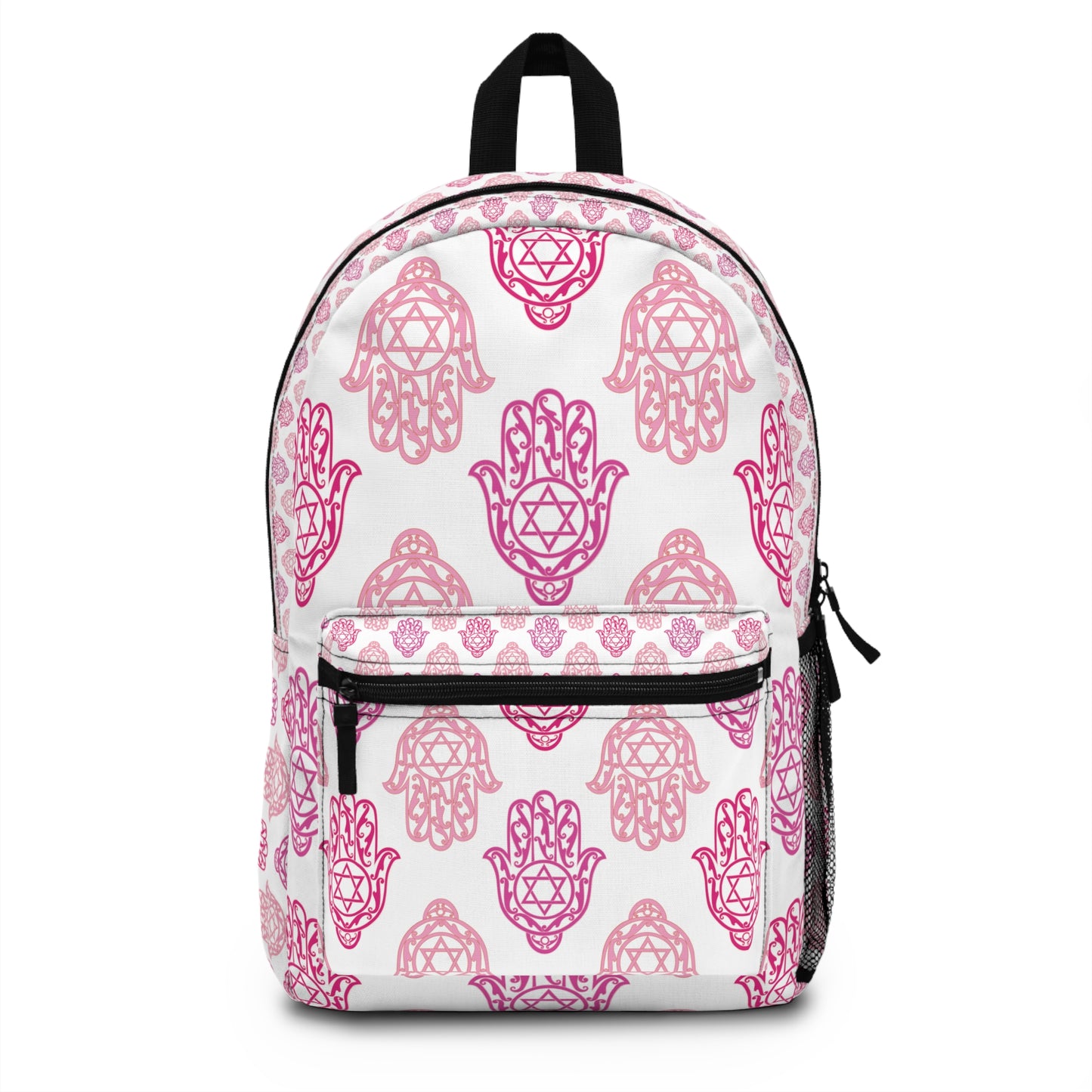 Hadar Pinks Hamsa Pattern on White Backpack