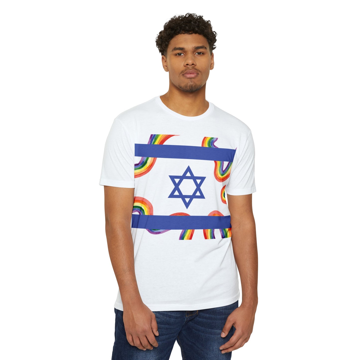 Rainbow Pride Squiggle Israel Flag CVC Jersey T-shirt