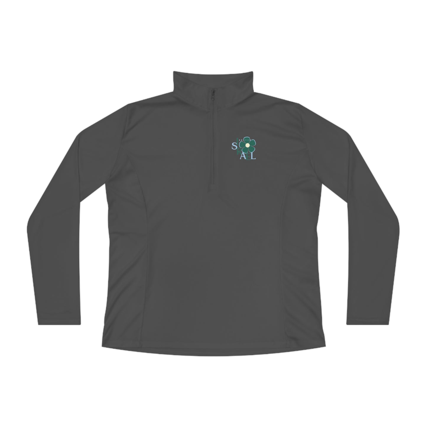 Isa Emerald & Blue Support Israel Flower Ladies Quarter-Zip Pullover