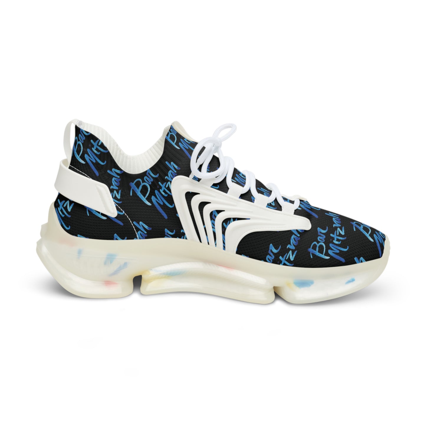 Ben Bright Blue Bar Mitzvah Pattern Men's Mesh Sneakers