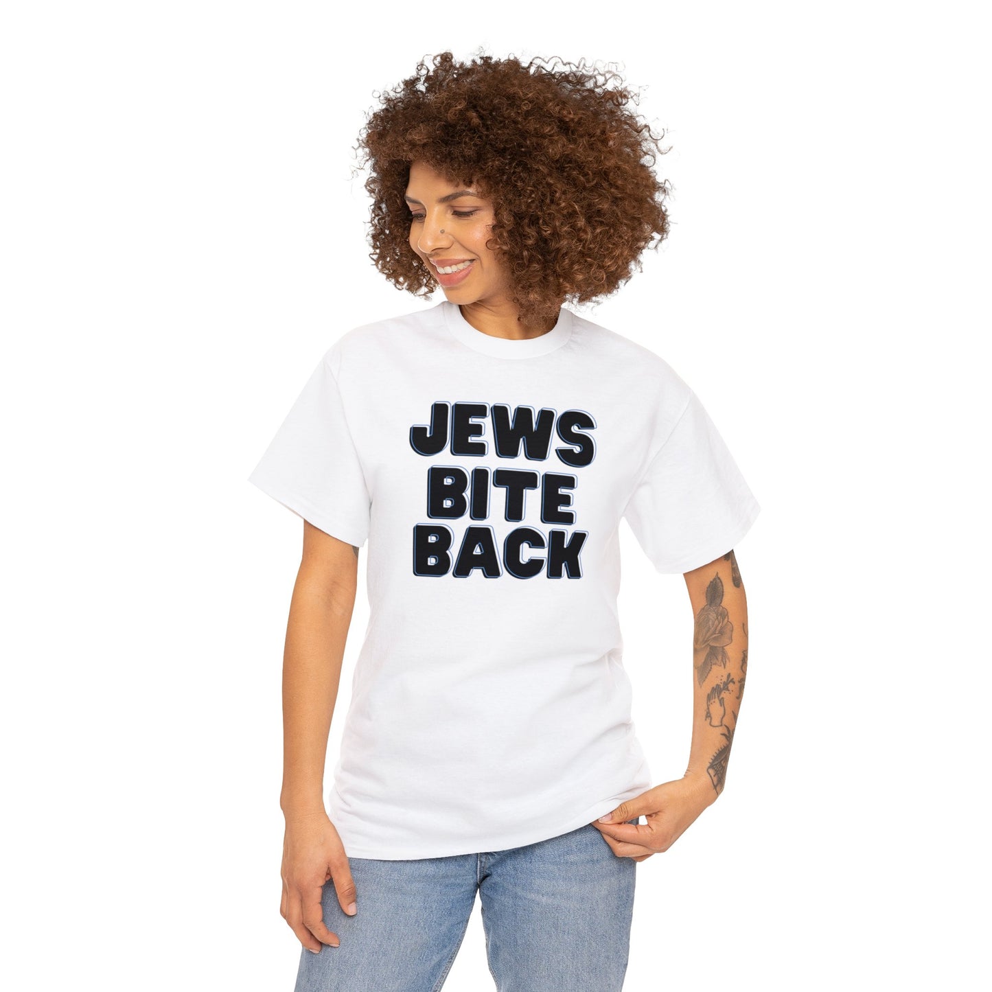 Jews Bite Back Black & Blue Unisex Heavy Cotton Tee