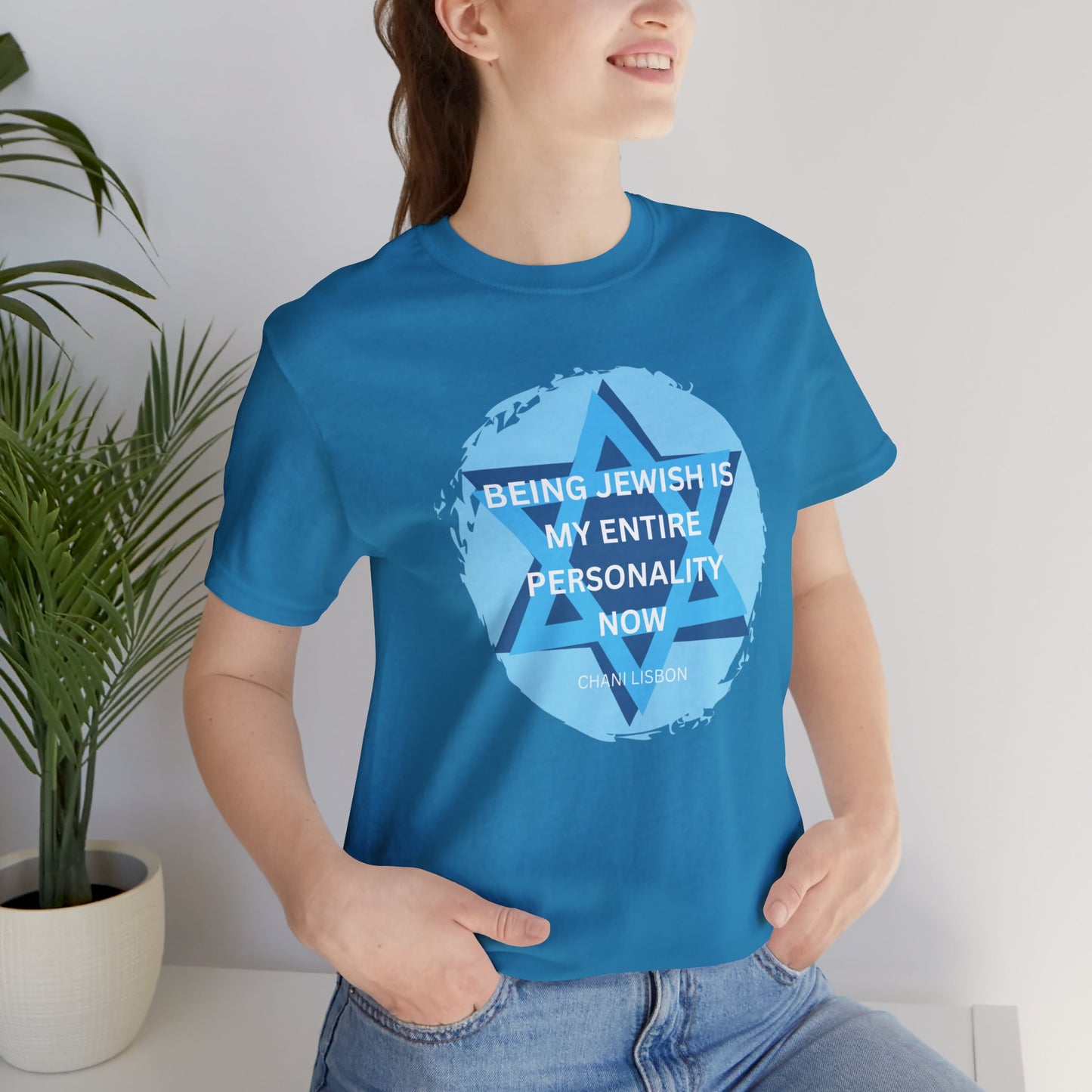 Chani Libson Jewish Personality Quote Design G Blue Unisex Jersey Short Sleeve Tee