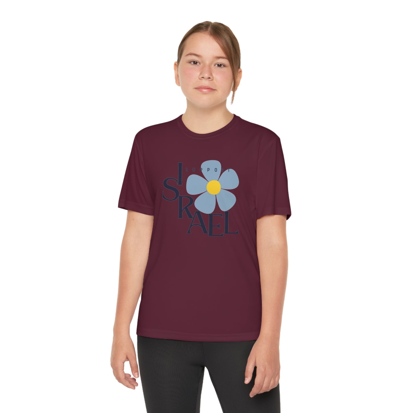 Isa Black Support Israel Flower Youth Competitor Tee