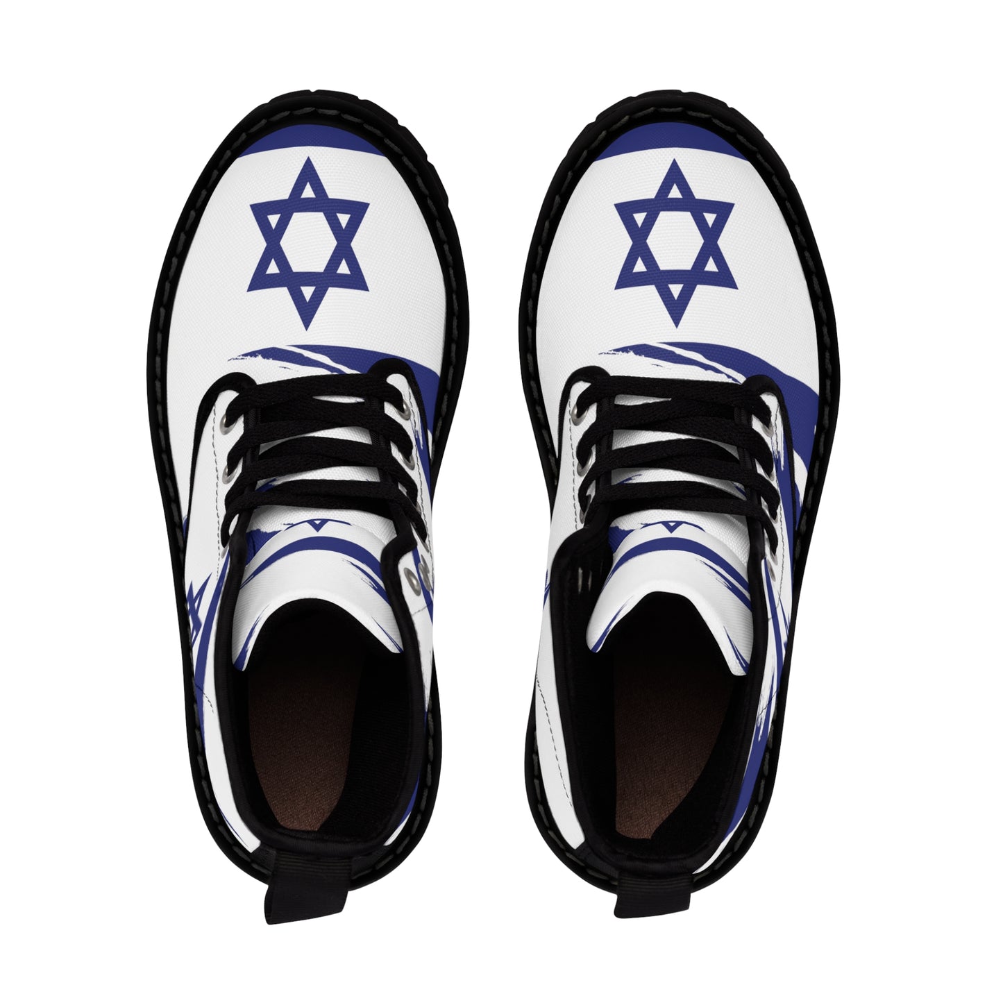 Ilay Larger Israel Flag Pattern on White Women's Canvas Boots