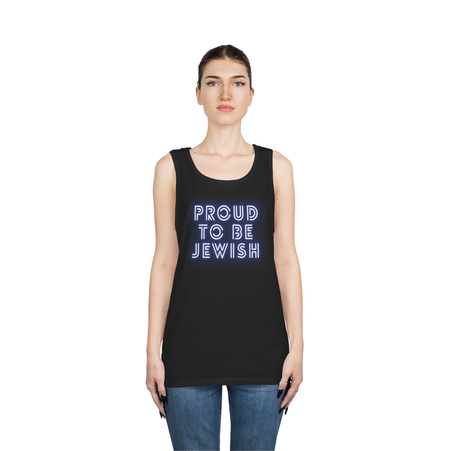 Proud To Be Jewish Blue & White Bubbles Unisex Heavy Cotton Tank Top