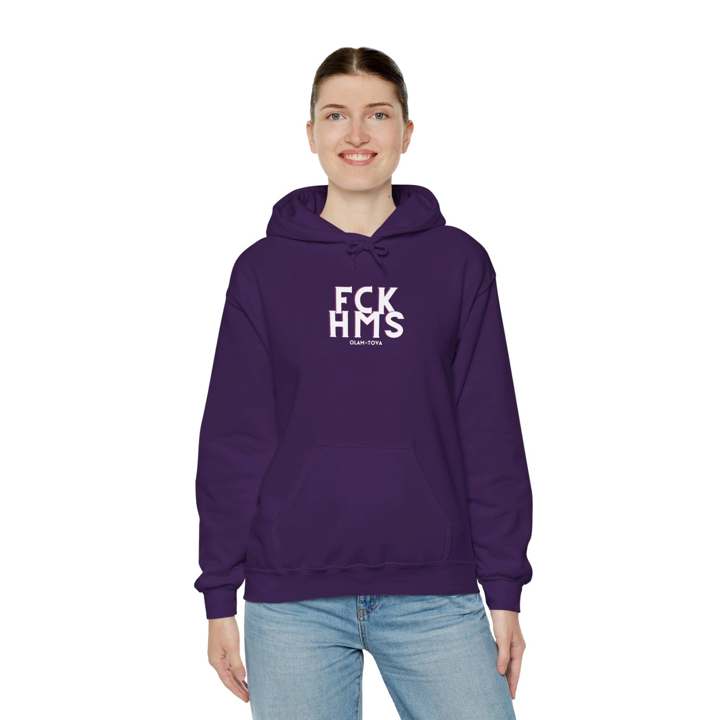 FCK HMS White & Pink Unisex Heavy Blend™ Hooded Sweatshirt