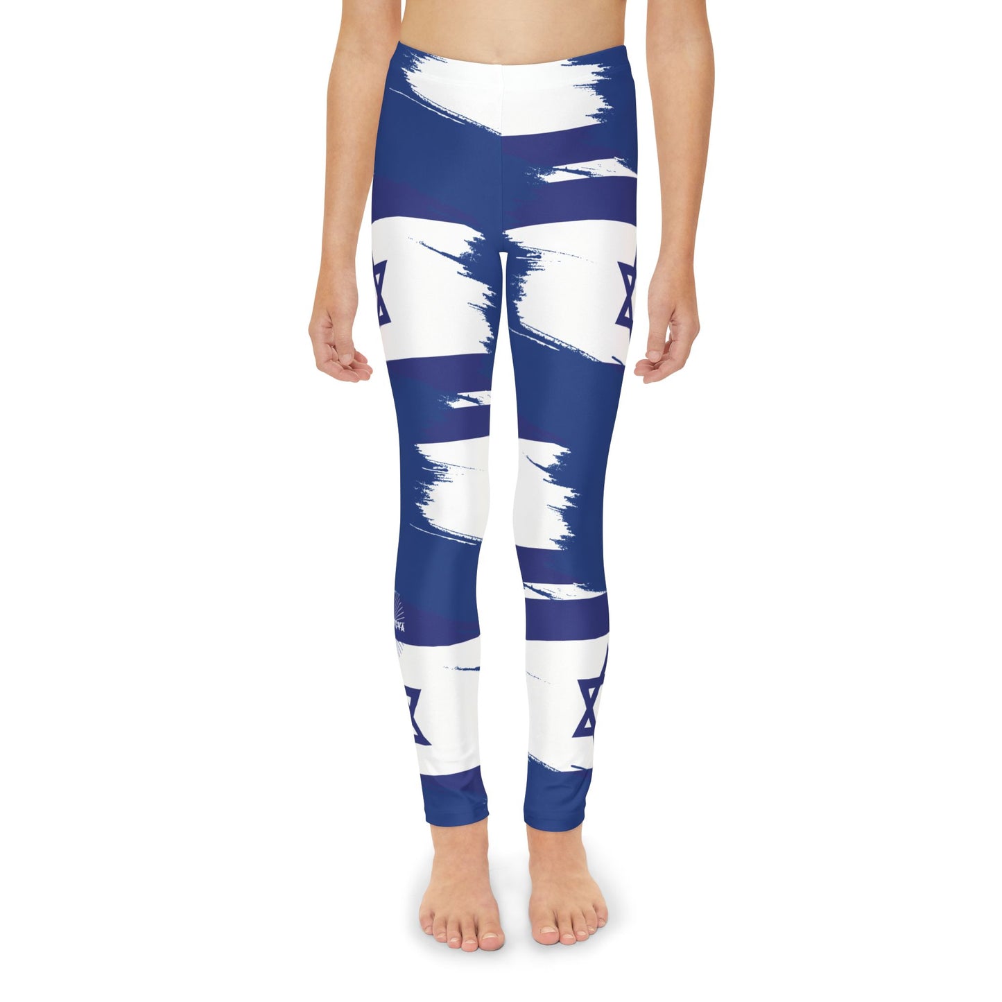 Ilay Larger Israel Flag Pattern on Blue Youth Full-Length Leggings