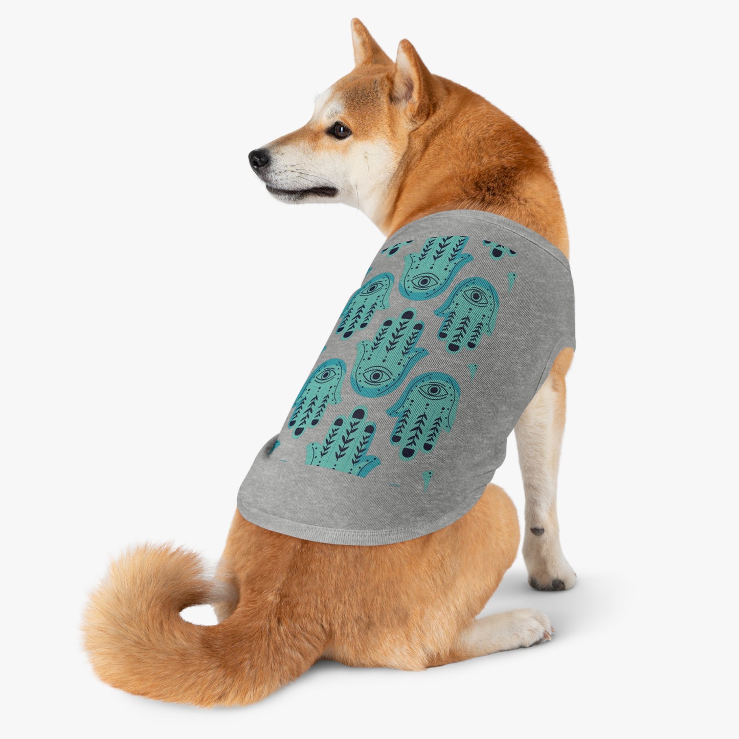 Hannah Bright Turquoise Hamsa Pattern Pet Tank Top