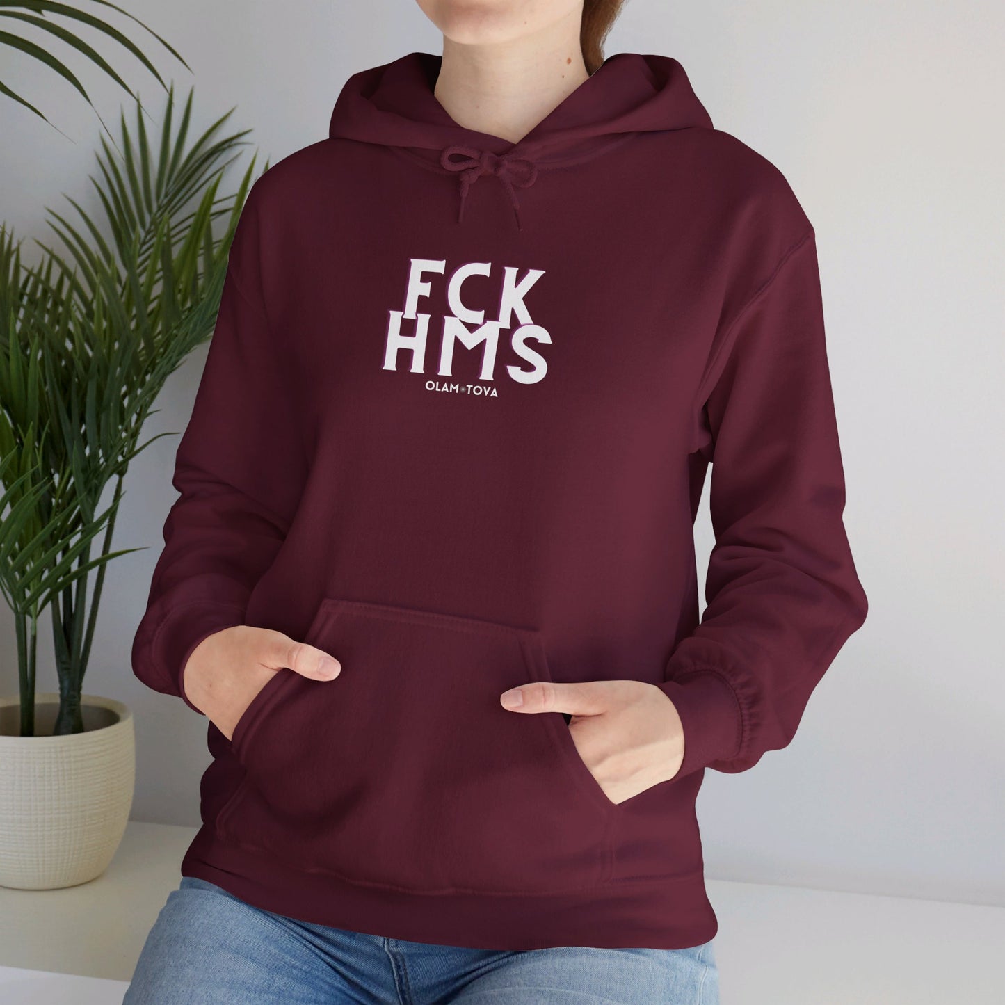 FCK HMS White & Pink Unisex Heavy Blend™ Hooded Sweatshirt