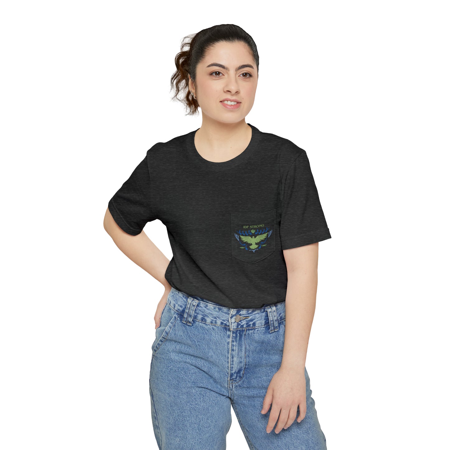 IDF Strong Army Green Unisex Pocket T-shirt