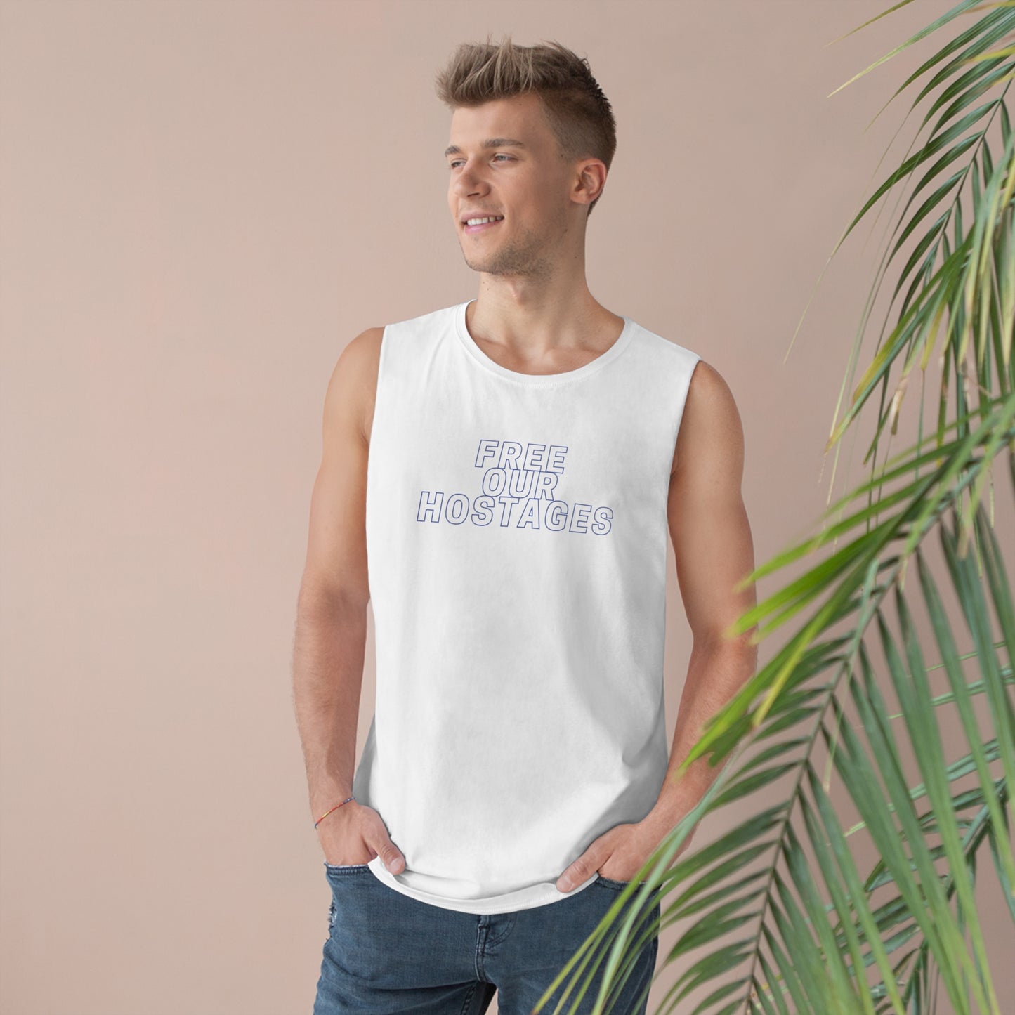 Free Our Hostages Blue & White Unisex Barnard Tank