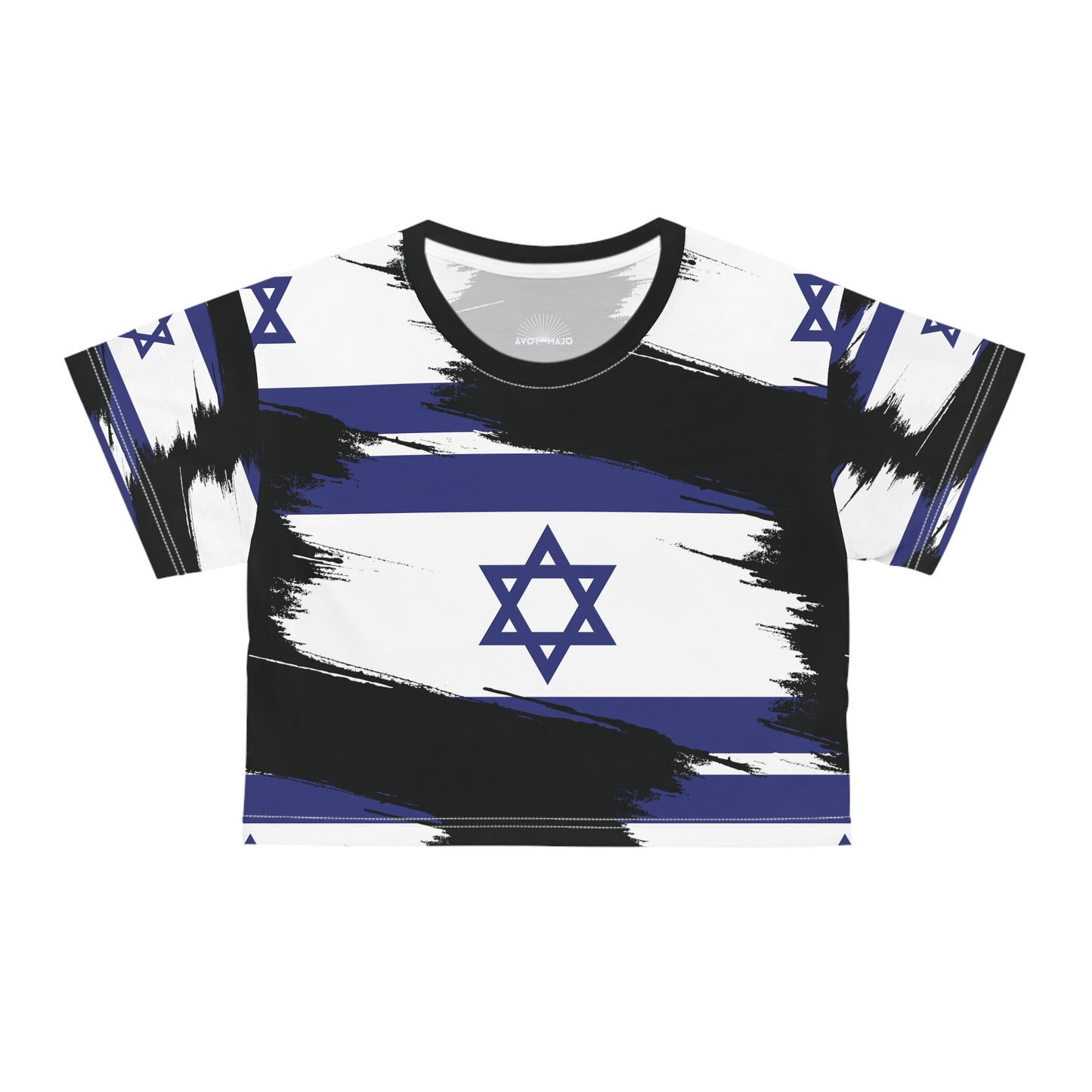 Ilay Larger Israel Flag Pattern on Black Crop Tee