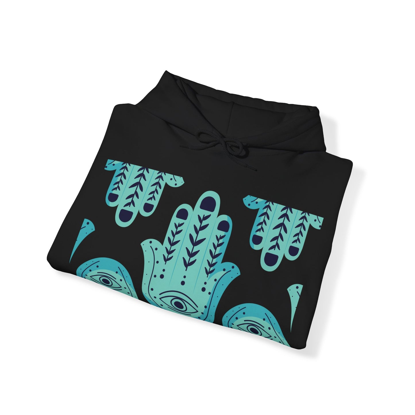 Hannah Bright Turquoise Hamsa Design Unisex Heavy Blend™ Hooded Sweatshirt