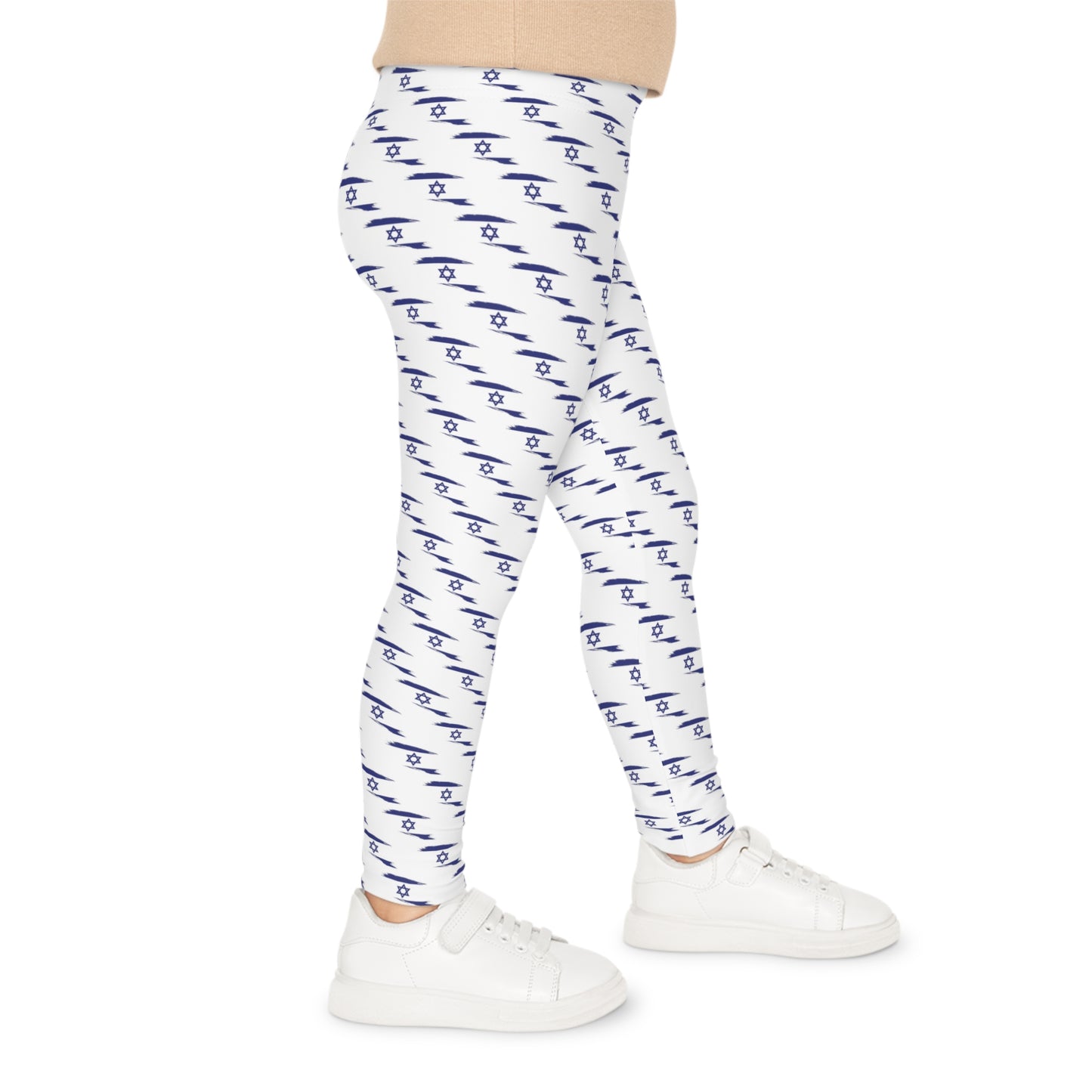 Ilay Israel Flag Pattern on White Kids Leggings