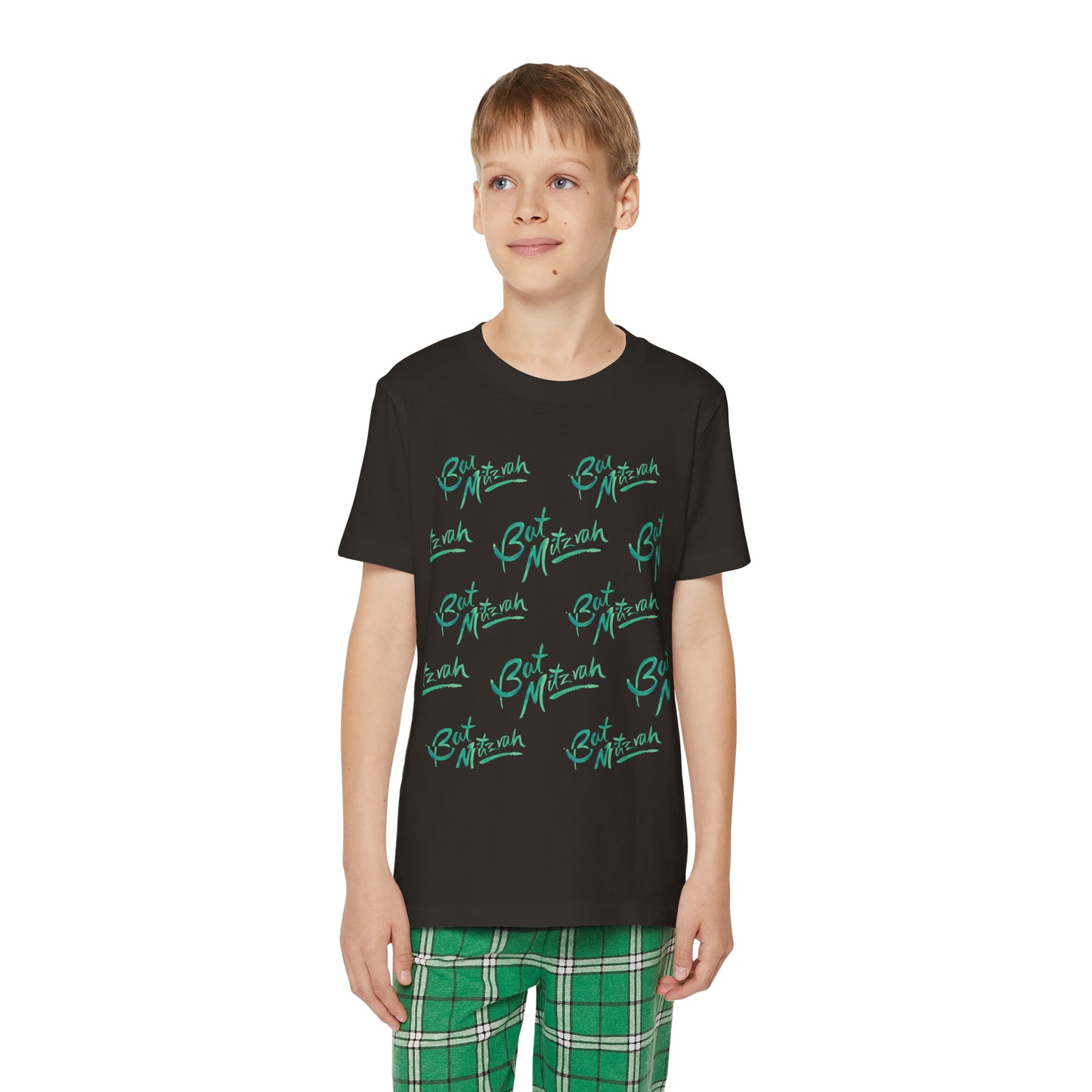 Batya Green Bat Mitzvah Pattern Youth Short Sleeve Outfit Set