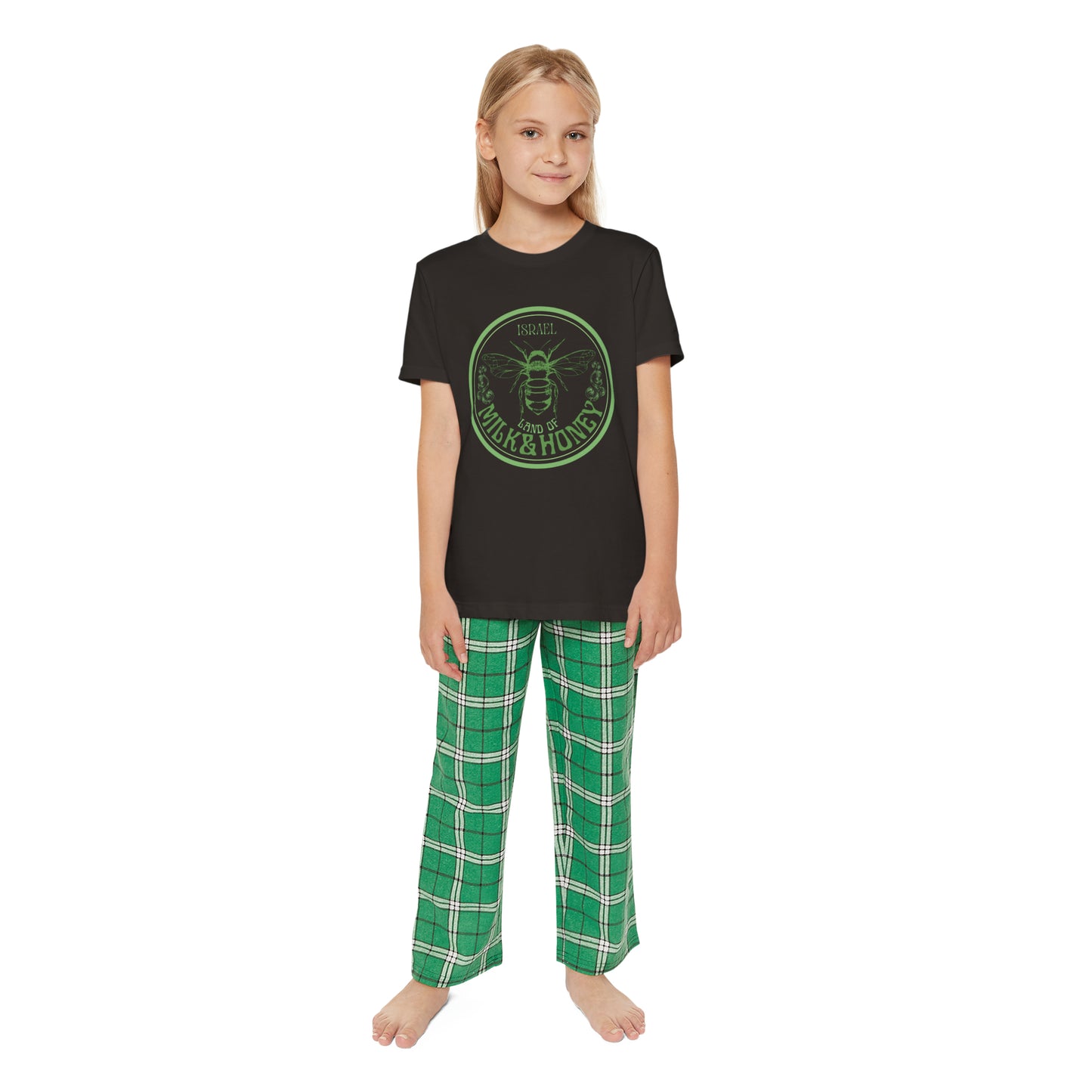 Israel Green Milk & Honey Badge Youth Short Sleeve Outfit Set