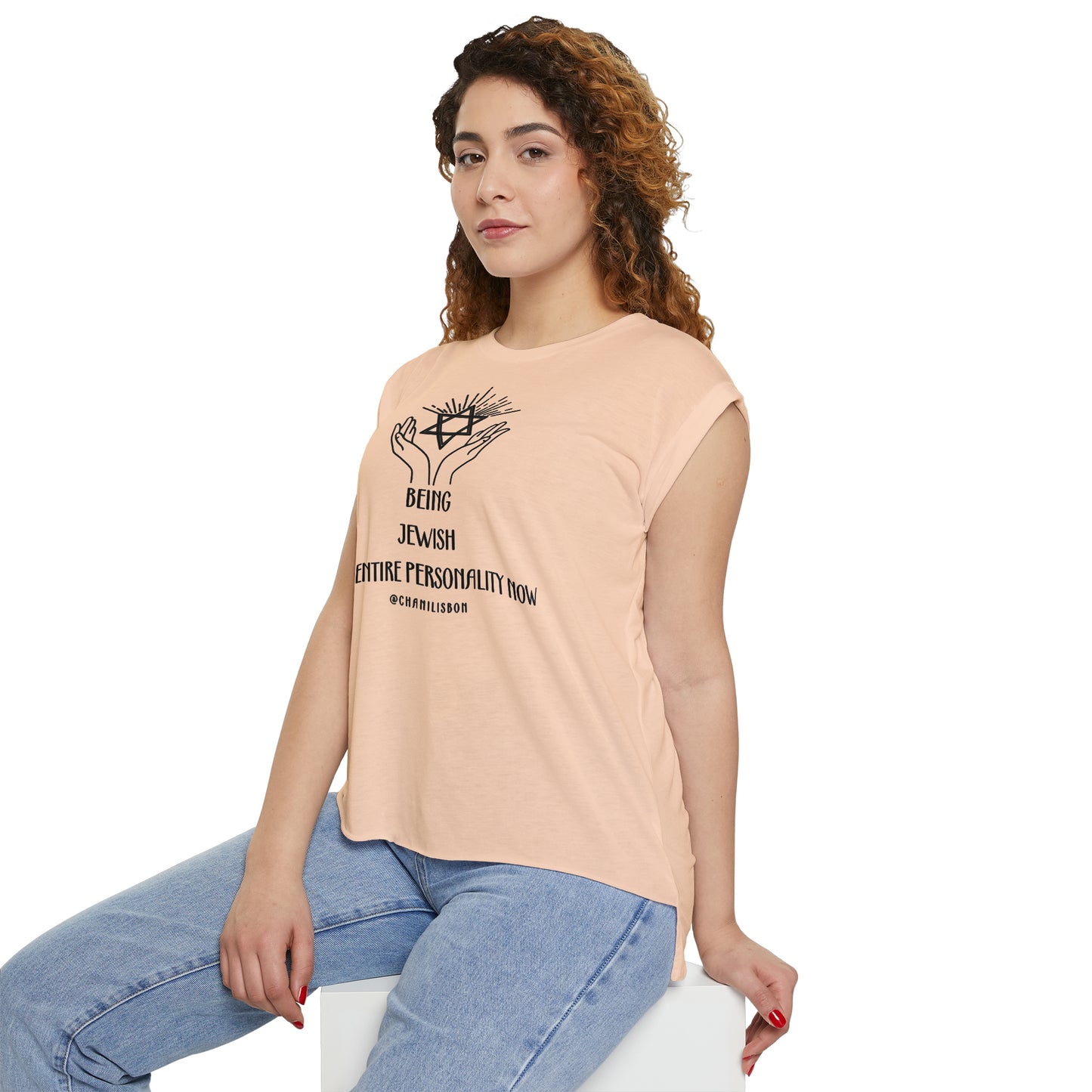 Chani Libson Jewish Personality Quote Design A Women’s Flowy Rolled Cuffs Muscle Tee