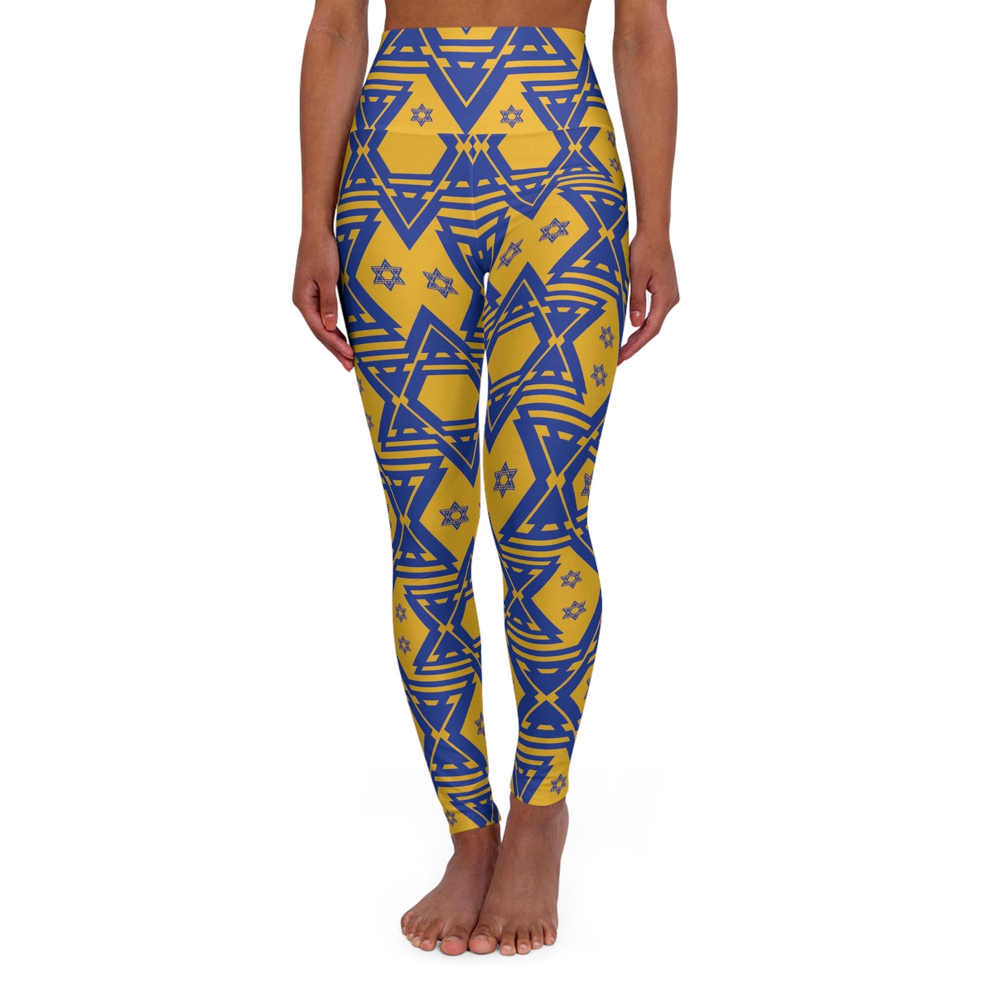 Maayan Blue & Yellow High Waisted Yoga Leggings