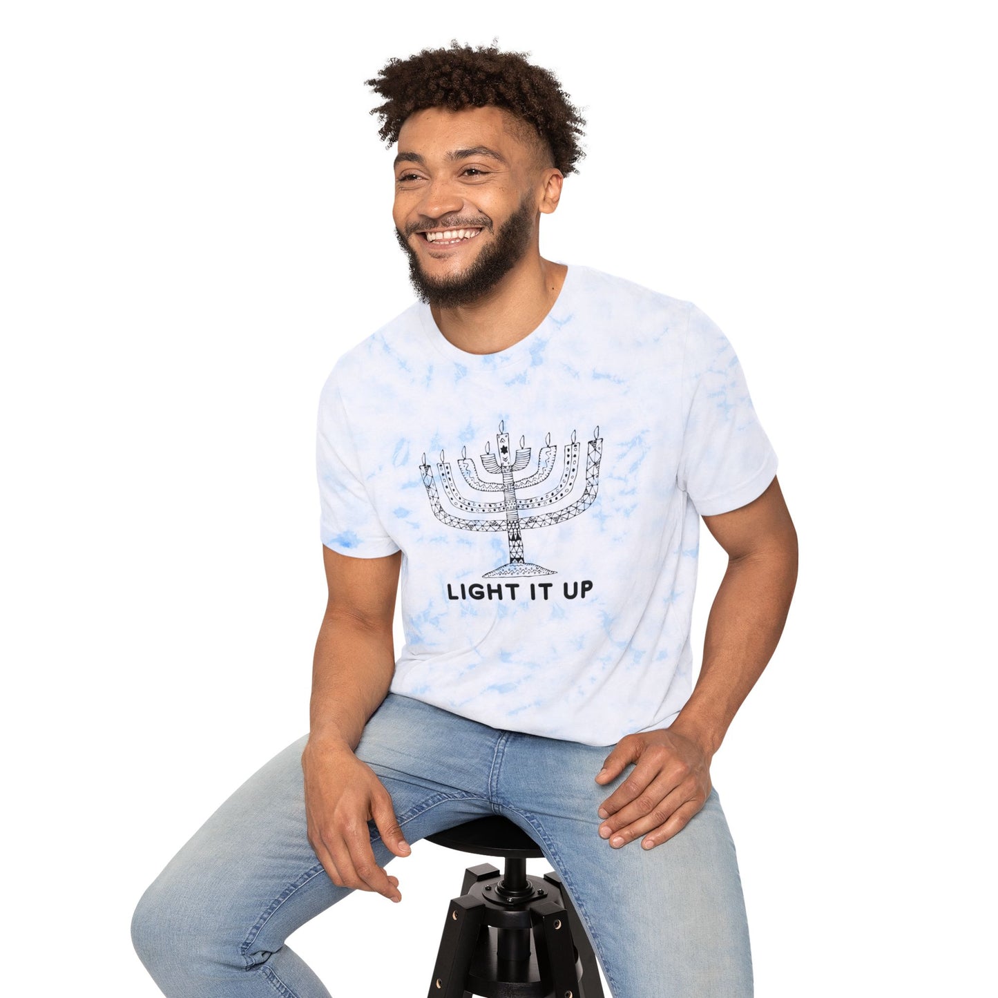 Ilan Black Menorah Tie-Dyed T-Shirt