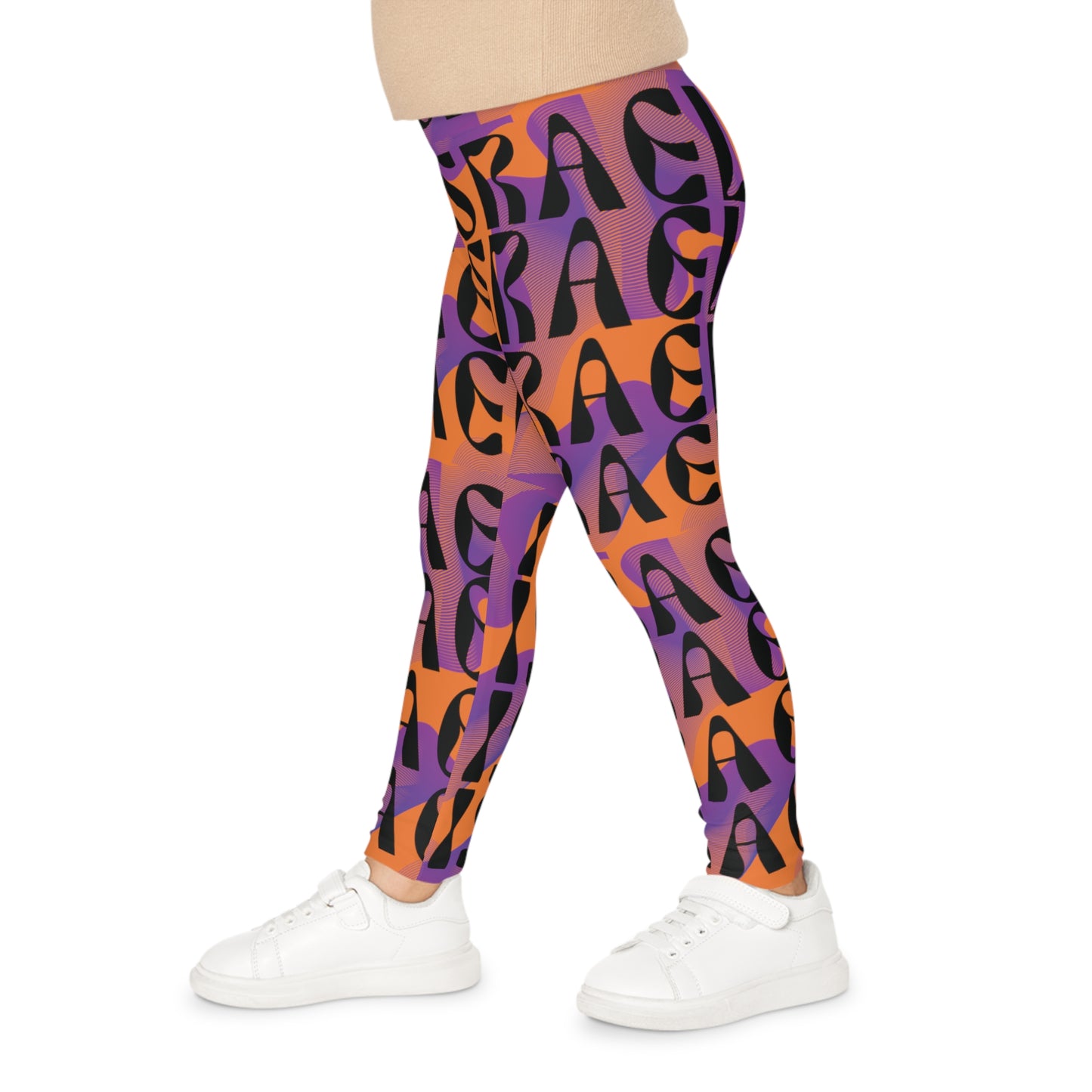 Flow & Squiggle Israel Purple on Orange Kids Leggings