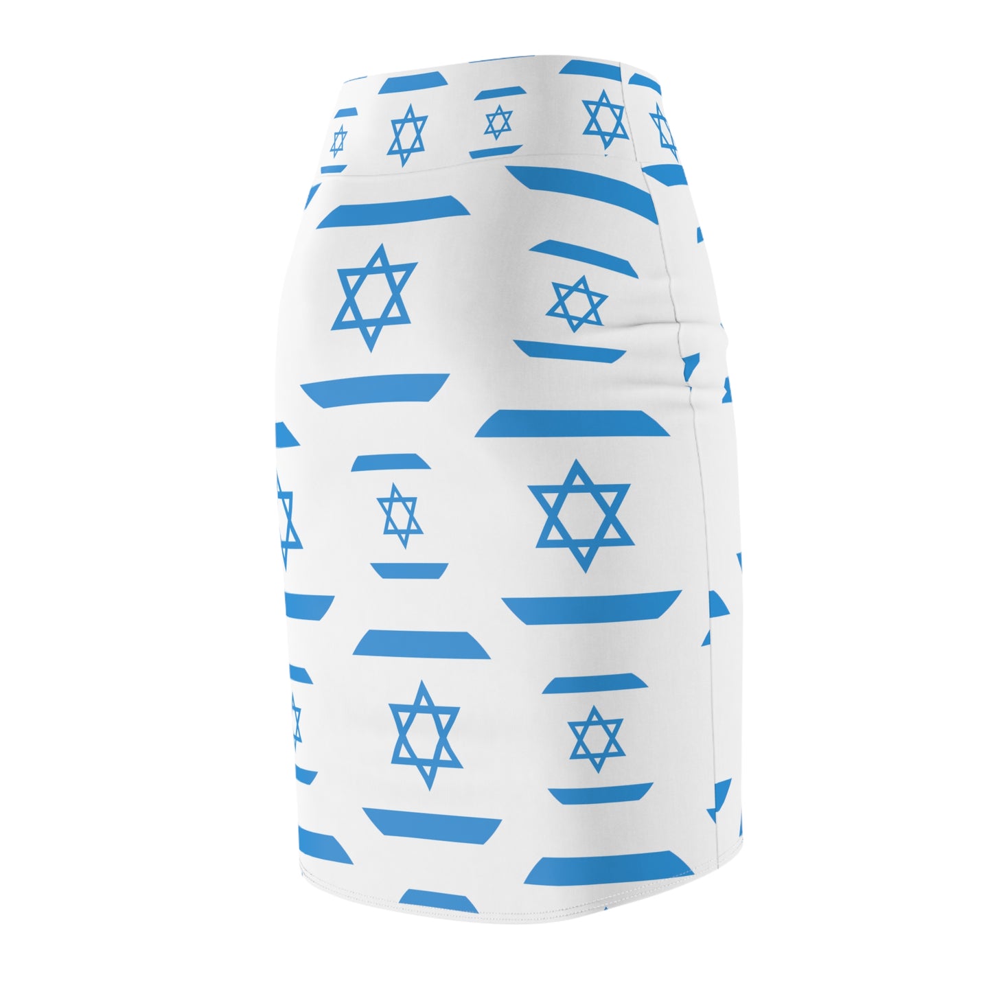 Ilan Israel Flag Pattern on White Women's Pencil Skirt