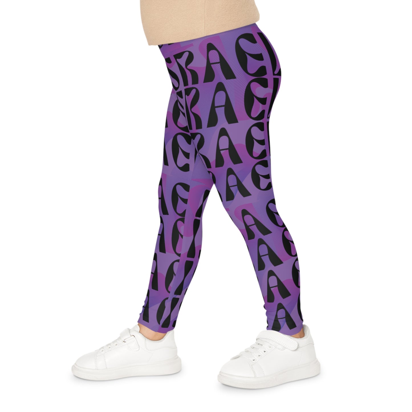 Flow & Squiggle Israel Purple on Purple Kids Leggings